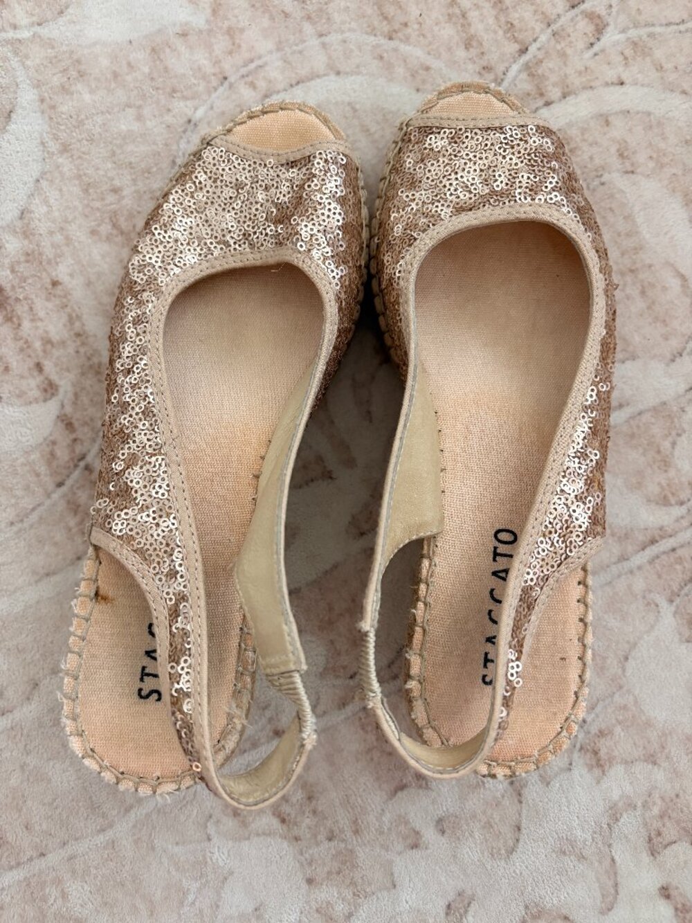 Staccato sequin woven wedge heels in 7